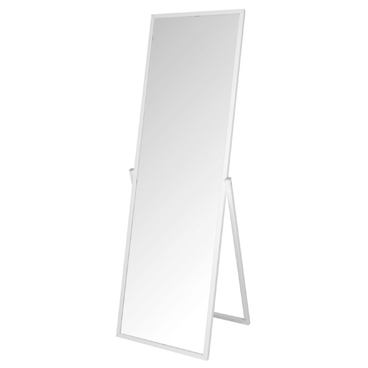 Зеркало напольное Отрада в металлической раме с опорой, 490х410х1540H, труба 20х20мм, зеркальное полотно 4 мм, защитная плёнка, белое